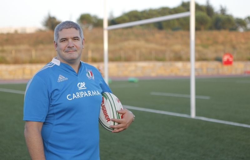 Leo Pereira s'estrena com a entrenador del primer equip del Club de Rugby Sant Cugat. FOTO: Artur Ribera
