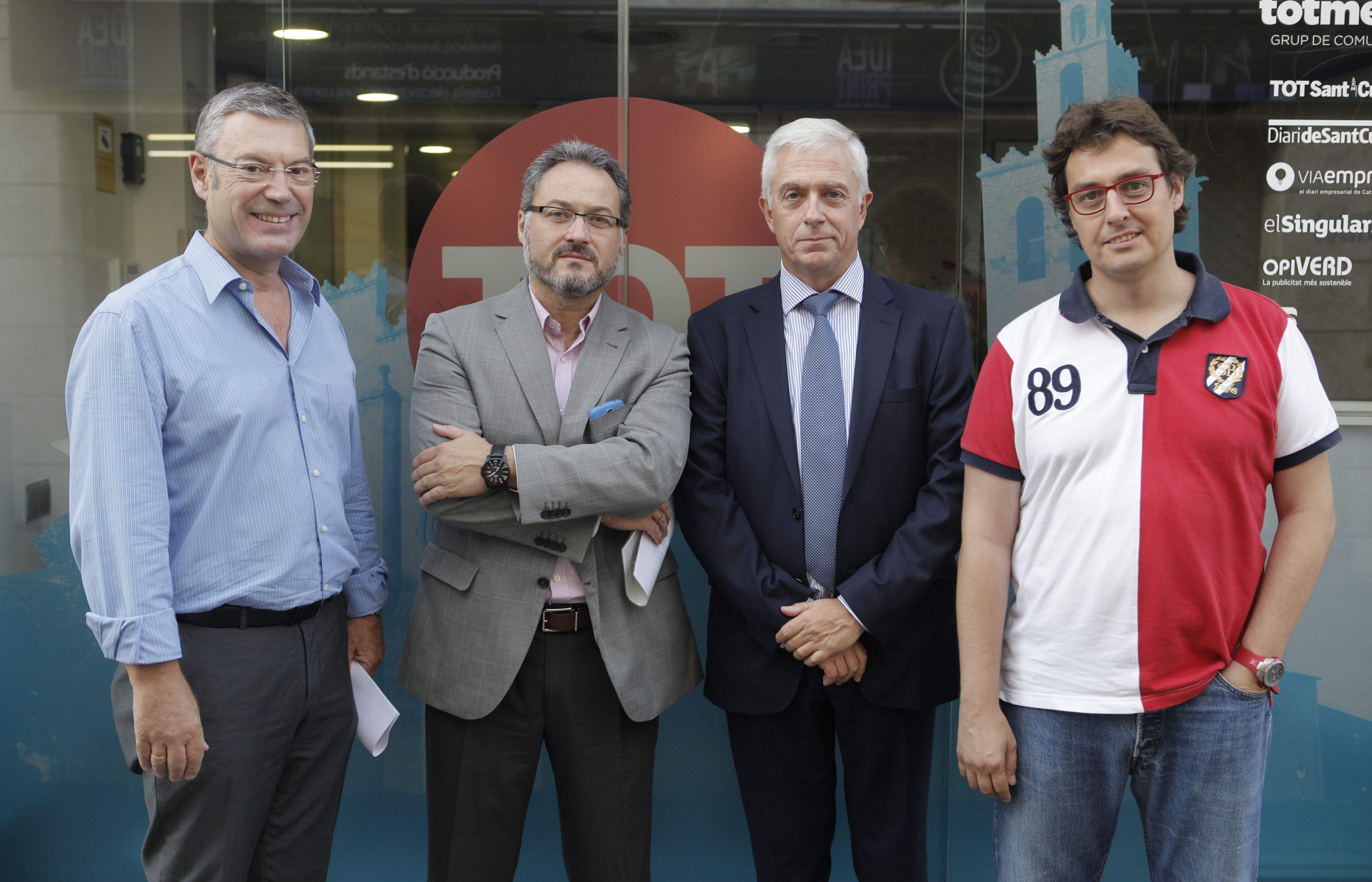 Ramon Grau, Xavier Ros, Llorenç Santasusagna i Àlex López Puig, a les instal·lacions de Totmedia. FOTO: Artur Ribera