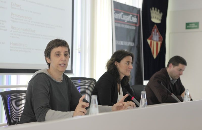 Carme Ponte, Mercè Conesa i Albert Salarich, en la presentació de la Carta Ètica. FOTO: Artur Ribera