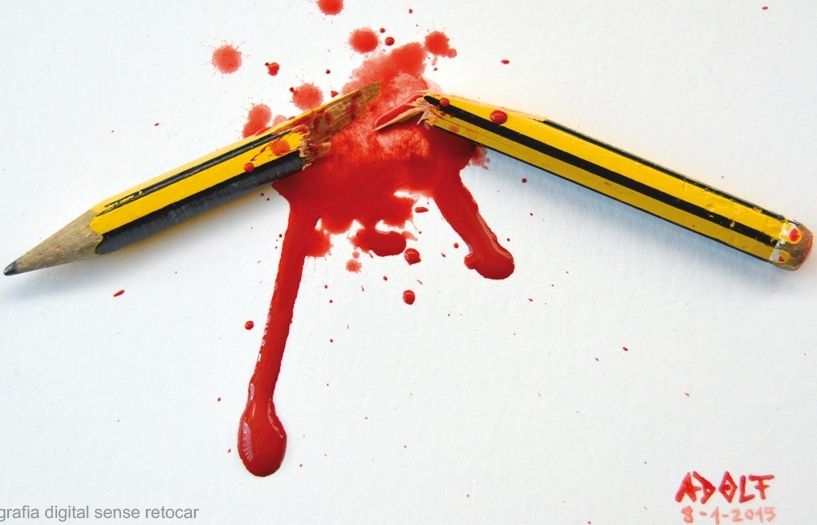 Homenatge a Charlie Hebdo de l'artista local Adolf