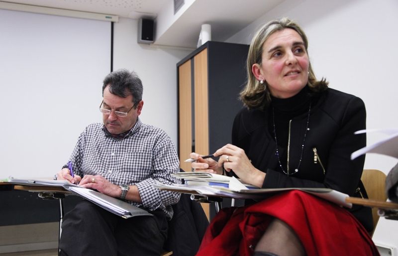 Rafa Robledo i Mònica Mateu, a l'assemblea. FOTO: Lali Puig