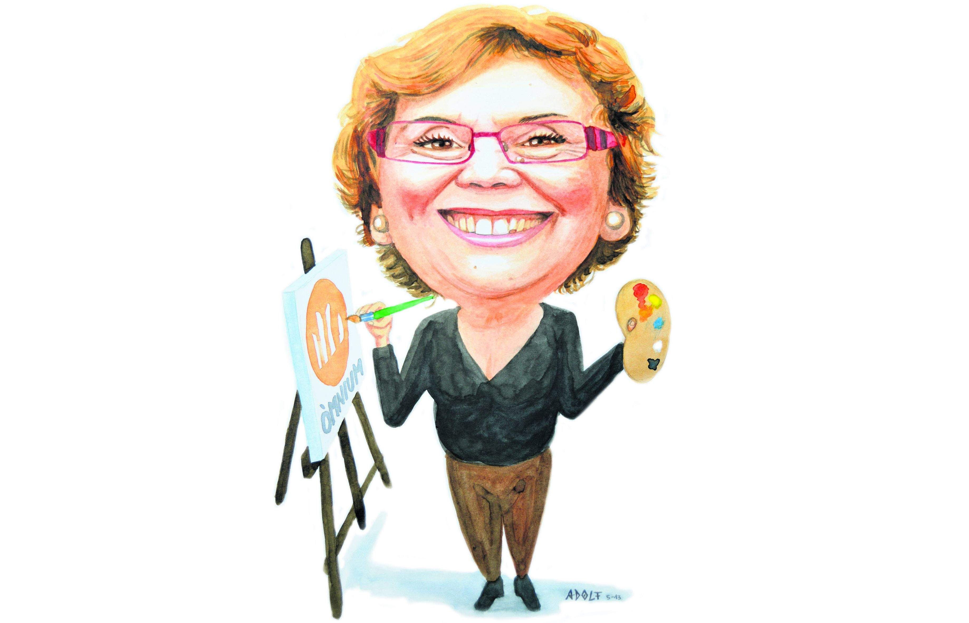 Maria Rosa Caballé, caricaturitzada per Adolf