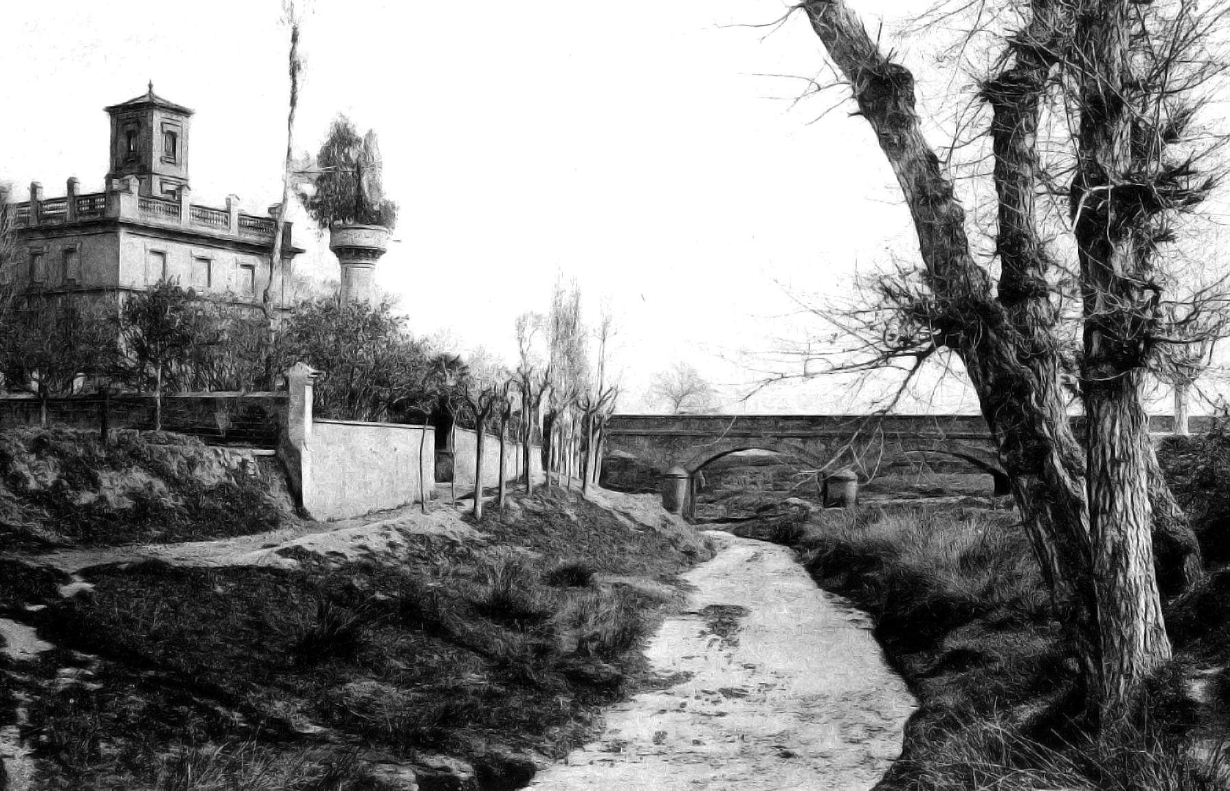 La riera de Can Mora al seu pas pel Pont Gros, a primers de segle XX. FOTO: Arxiu