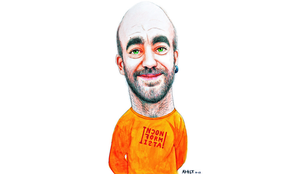 Quim Pla, caricaturitzar per l'Adolf