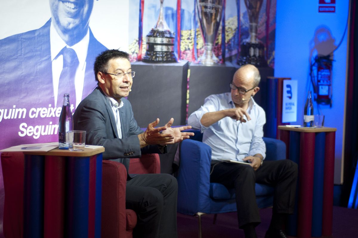Josep M. Bartomeu i Jordi Cardoner, a la presentació. FOTO: Pere Fernández