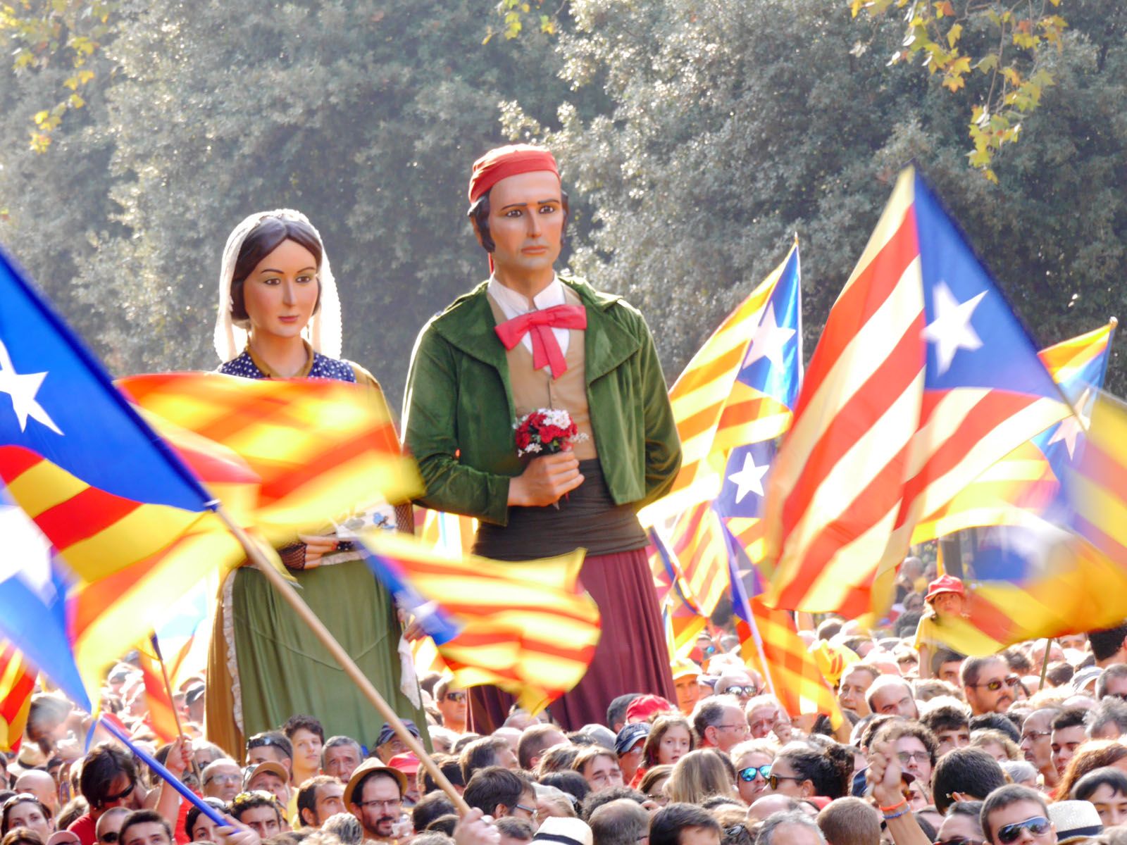 Entitats de Sant Cugat, com els Geganters, participen en les manifestacions de l'Onze de Setembre FOTO: J.M. Vallès