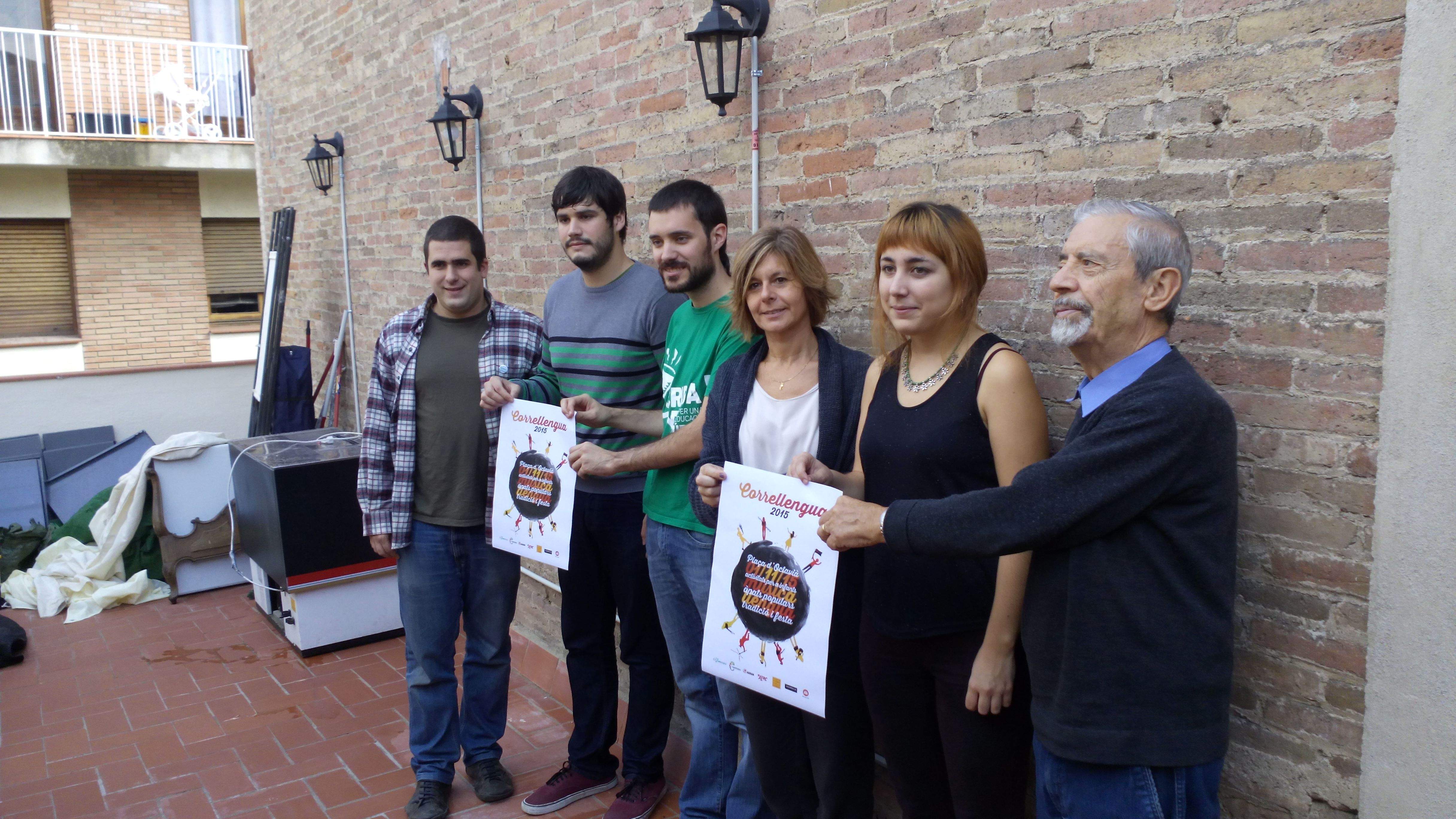 Mestieri (Cal Temerari), Gómez (JERC), Picornell (Coordinadora d'Entremesos), Fortuny (Ajuntament), Aranda (Arran) i Español (Plataforma per la Llengua).