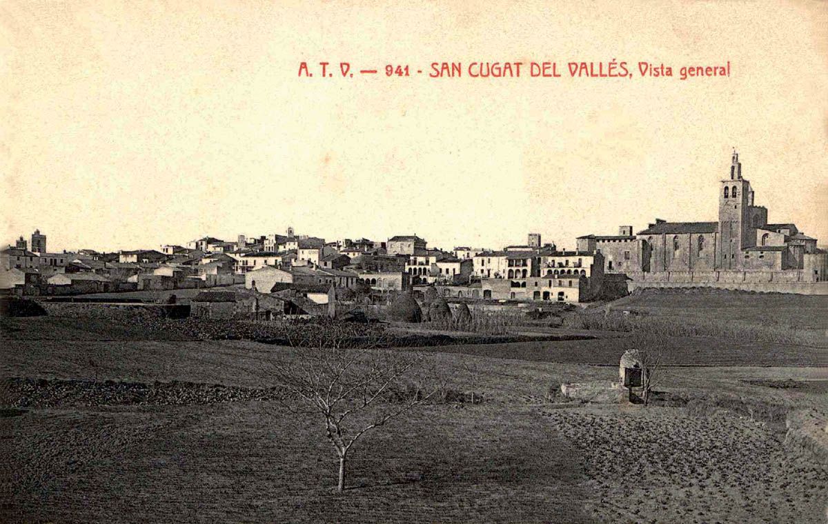 Postal de Sant Cugat de principis del s.XX. FOTO: Arxiu       