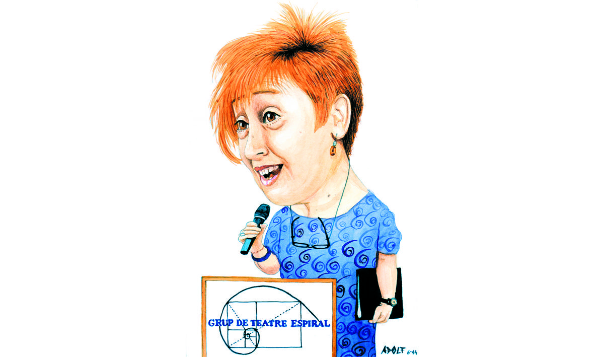 Trini Escrihuela caricaturitzada per Adolf