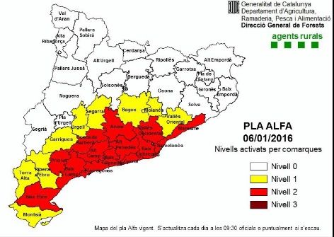 Mapa de la situació de perill per risc d'incendi forestal. FOTO: Cedida