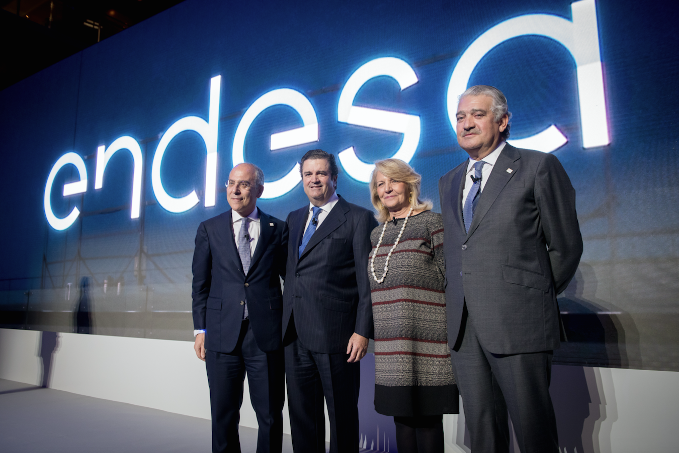 Francesco Starace, conseller delegat i director general de Enel ;  Borja Prado, president d'Endesa; Patrizia Grieco, presidenta d'Enel;  José Bogas, conseller delegat d'Endesa FOTO: Cedida 