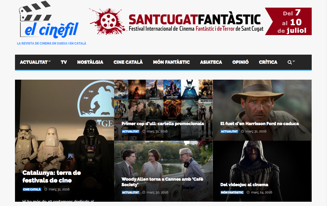 Portada del web digital 'El Cinèfil'FOTO: Cedida