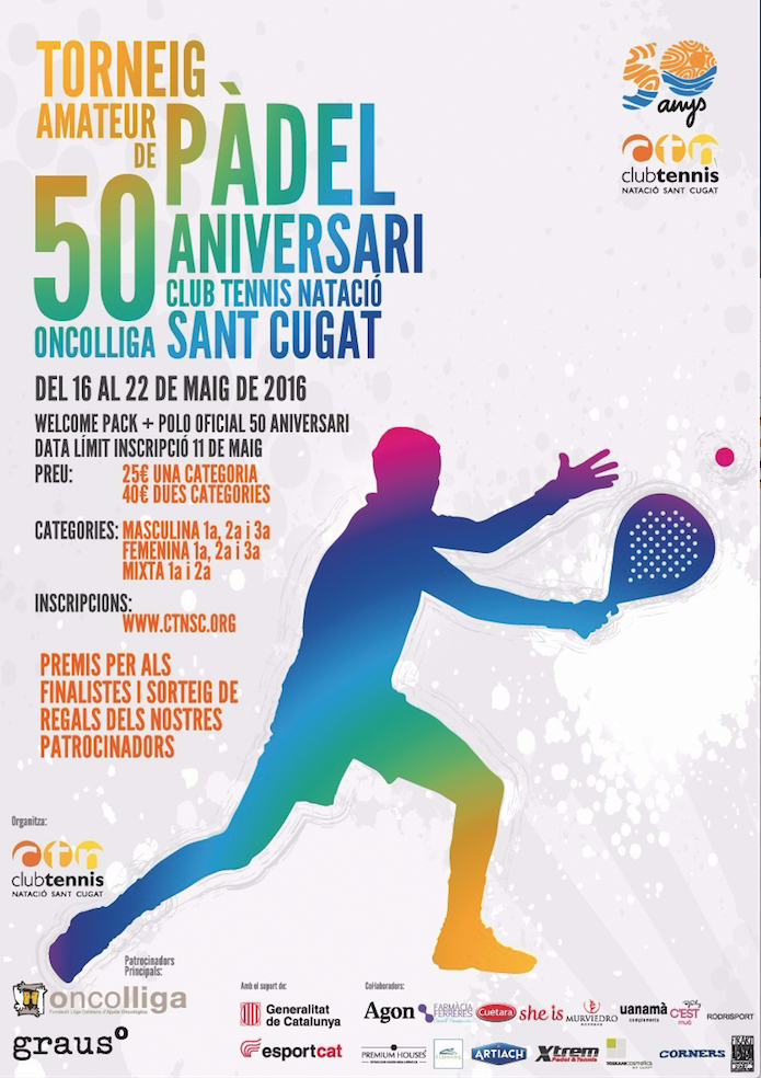 Cartell del Torneig Amateur de Pàdel 50 Aniversari FOTO: Cedida