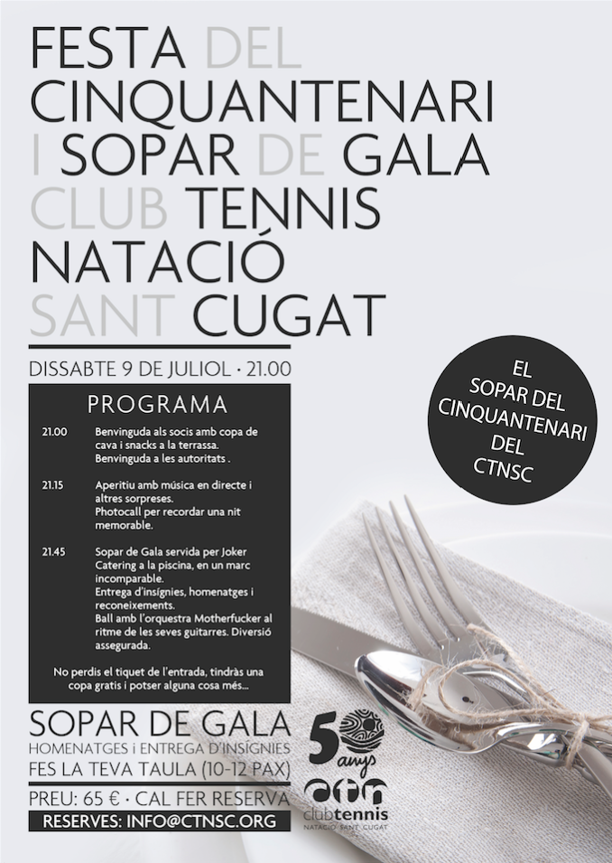 Programació del Gran Sopar de Gala del Club Tennis Natació FOTO: Arxiu