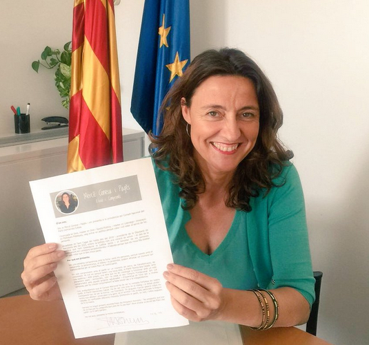 Mercè Conesa registrant la seva candidatura a la presidència del consell nacional FOTO: Partit Demòcrata