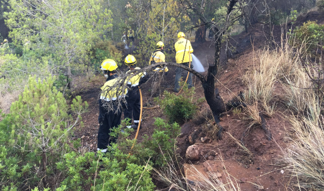 ADF Sant Cugat va col·laborar dissabte en l'extinció d'un incendi a Papiol, que va cremar 800 m2 FOTO: ADF Sant Cugat