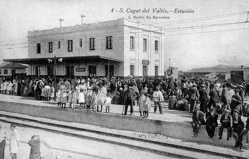 L'arribada del tren a l'estació de Sant Cugat. FOTO: Arxiu