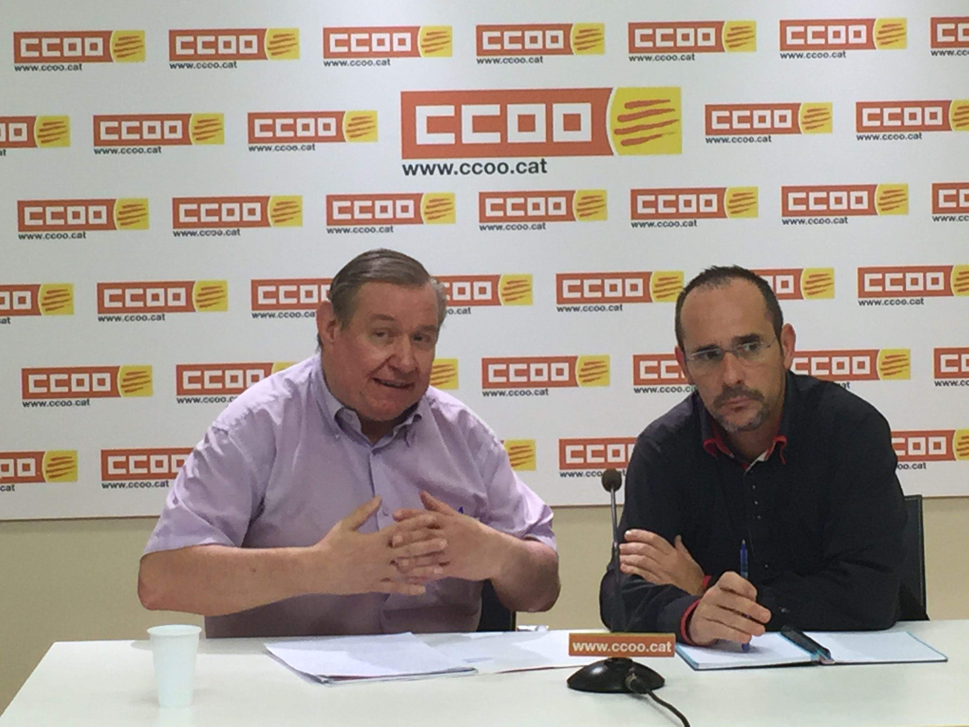 Gabarro i Rodríguez a la seu de Comissions Obreres (CCOO) FOTO: Mireia Puente 