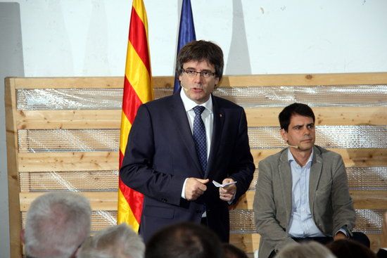 El president Carles Puigdemont, durant la seva intervenció FOTO: Jordi Bataller (ACN)