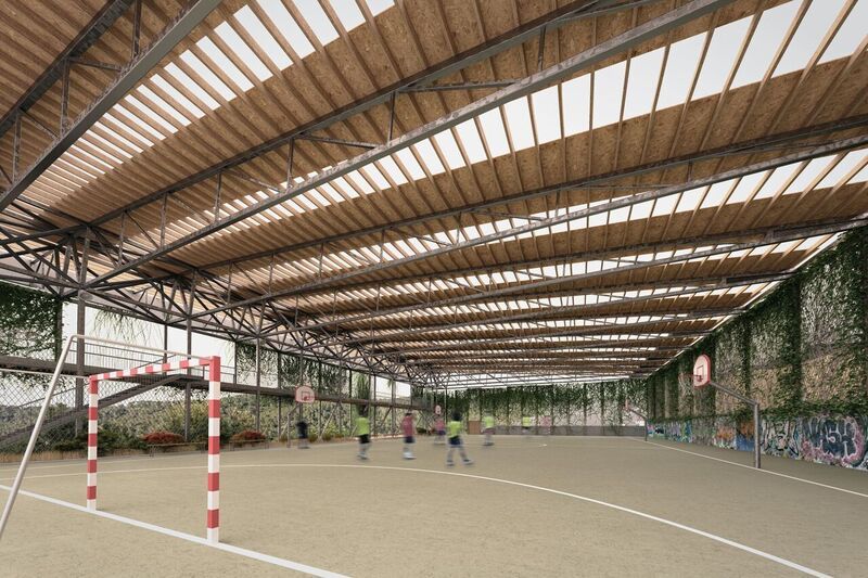 Infografia de la cobertura de la pista de l’espai Pere Grau de les Planes. AUTOR: Quim Escoda