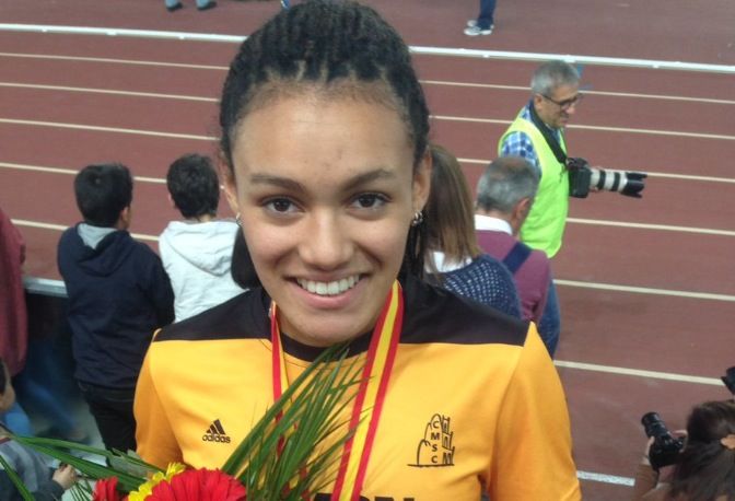 Jaël Bestué, subcampiona d'Espanya absoluta, tot i que és juvenil. FOTO: @atletisme_CMSC