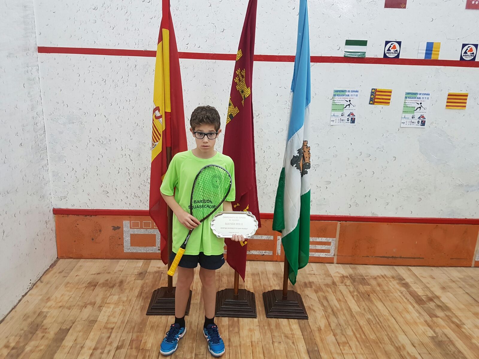 Marc Altarriba, després de guanyar el Campionat d'Espanya Sub-11 d'esquaix. FOTO: Cedida