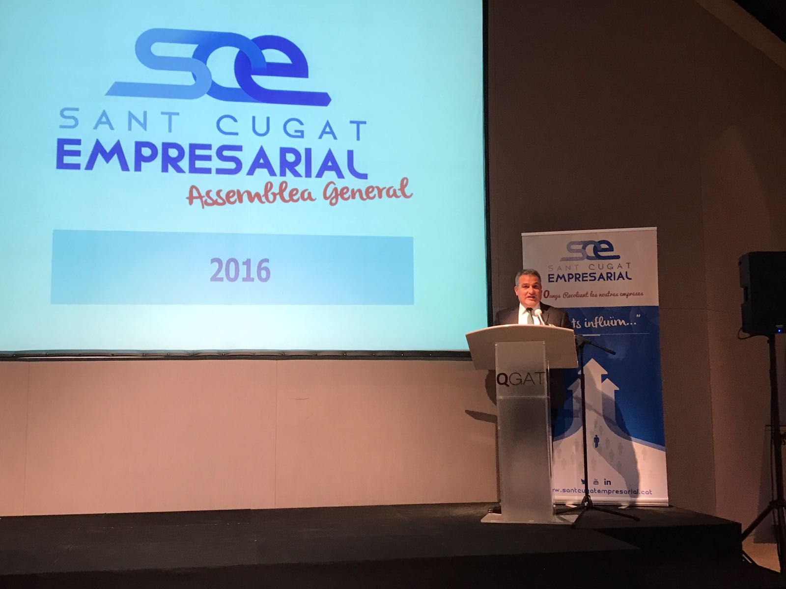 Joan Franquesa, president de Sant Cugat Empresarial, durant una assemblea general