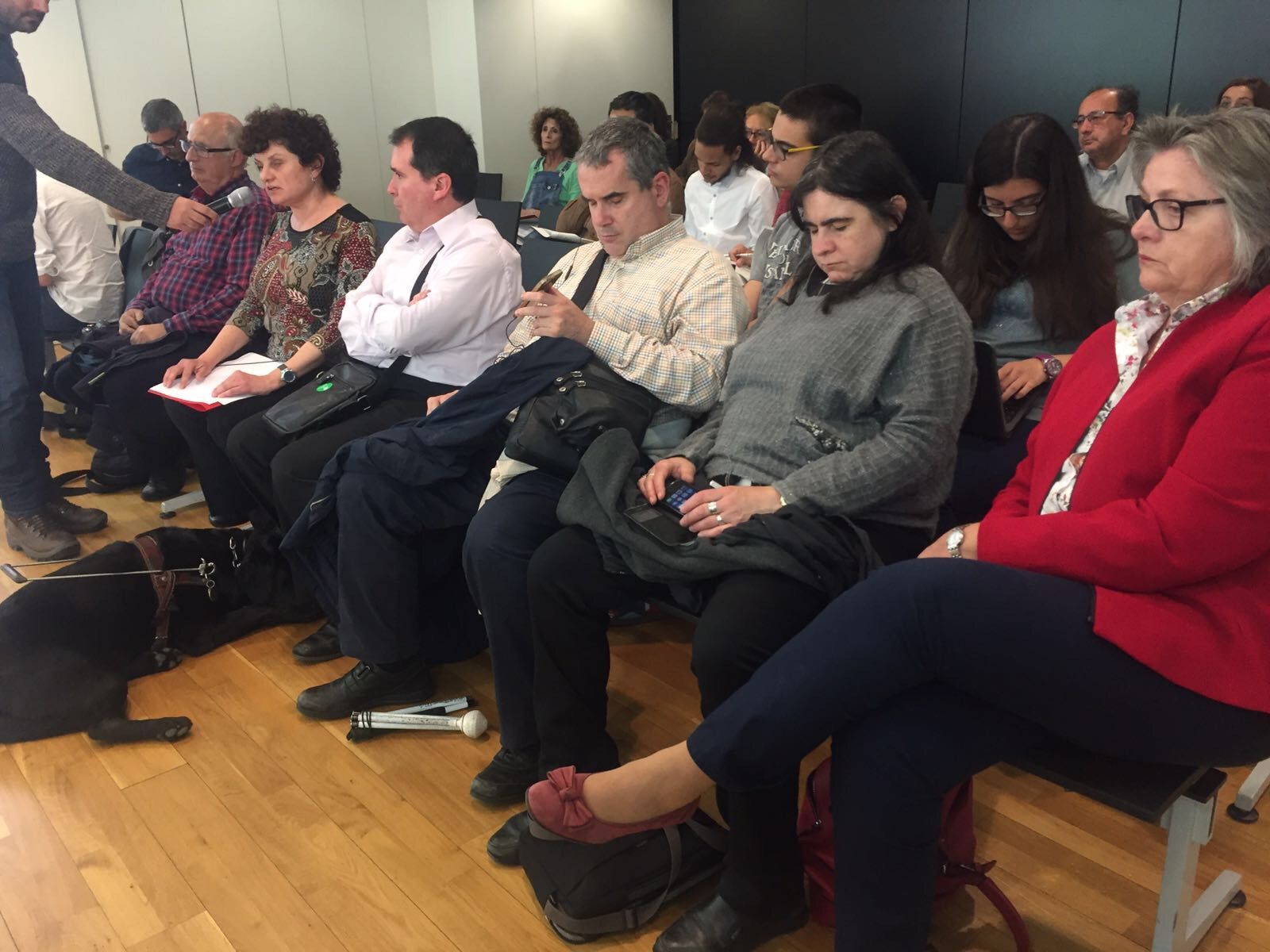 Montserrat Trias, de l'Associació Catalana per la Integració del Cec, durant la seva intervenció  FOTO: A. Guinó