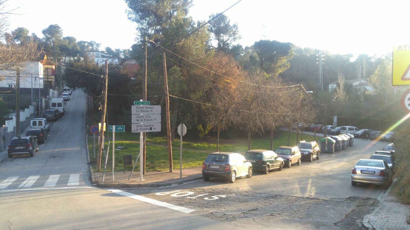 Exemple d'un carrer de la Floresta amb els pals dificultant l'accessibilitat FOTO: Cedida 