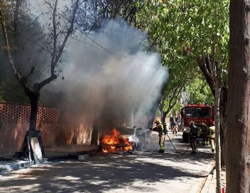 Els Bombers treballant en l'extinció de les flames  FOTO: cedida