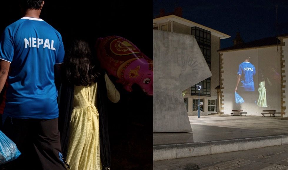 Imatge captada a Kathmandú i la seva projecció Zarautz, per Oriol Llauradó