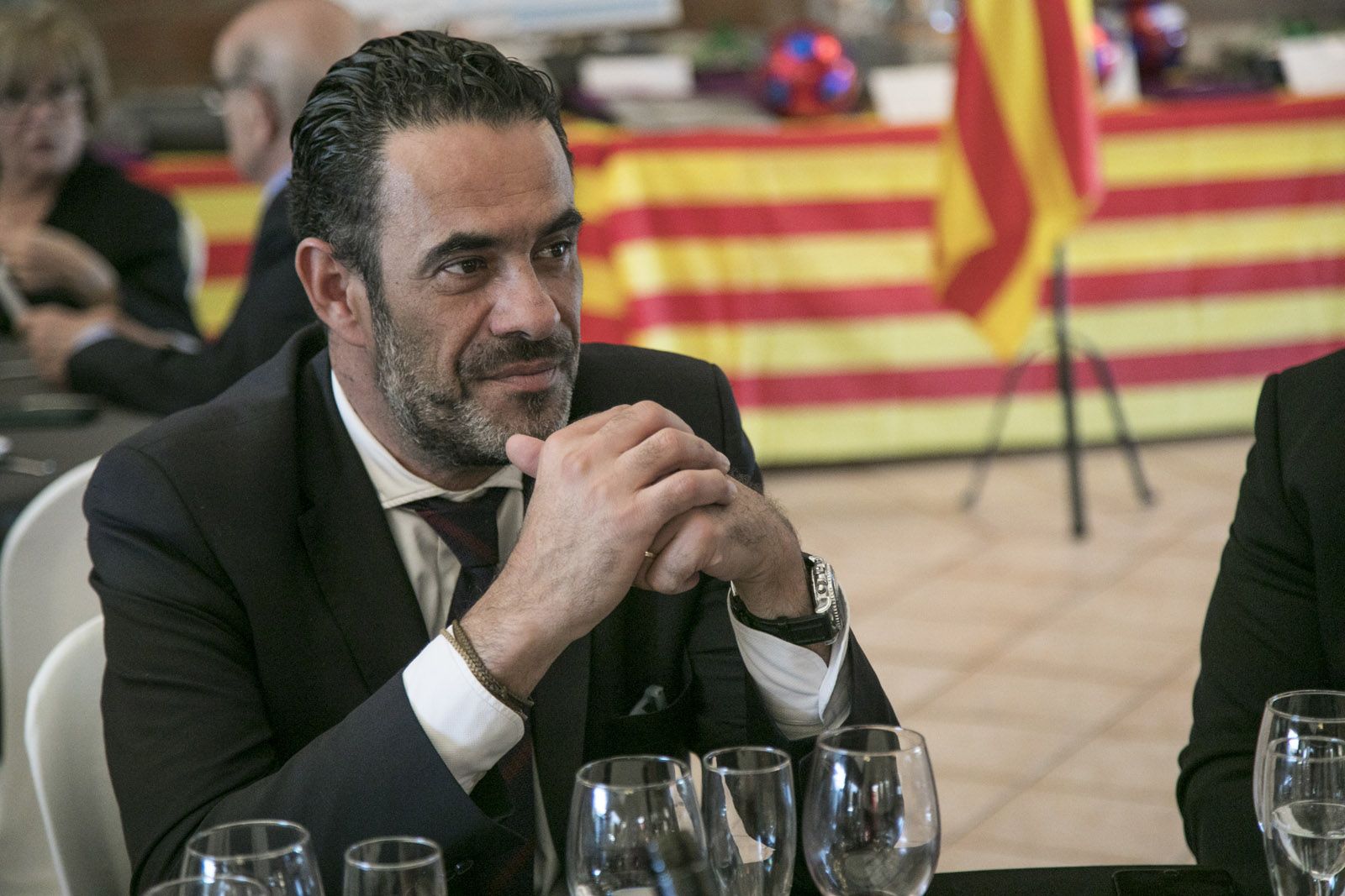 El santcugatenc Josep Ramon Vidal-Abarca, directiu del FC Barcelona, en el dinar del 38è aniversari de la Penya Blaugrana Sant Cugat. FOTO: Lali Puig