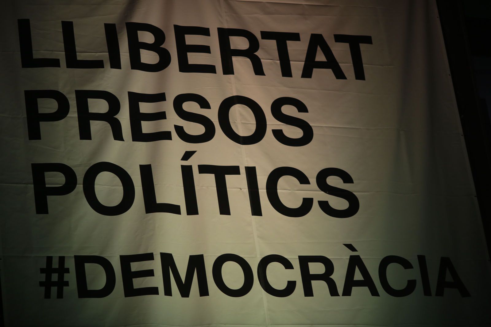 L'Ajuntament llueix una pancarta que reclama aquesta llibertat  FOTO: Artur Ribera