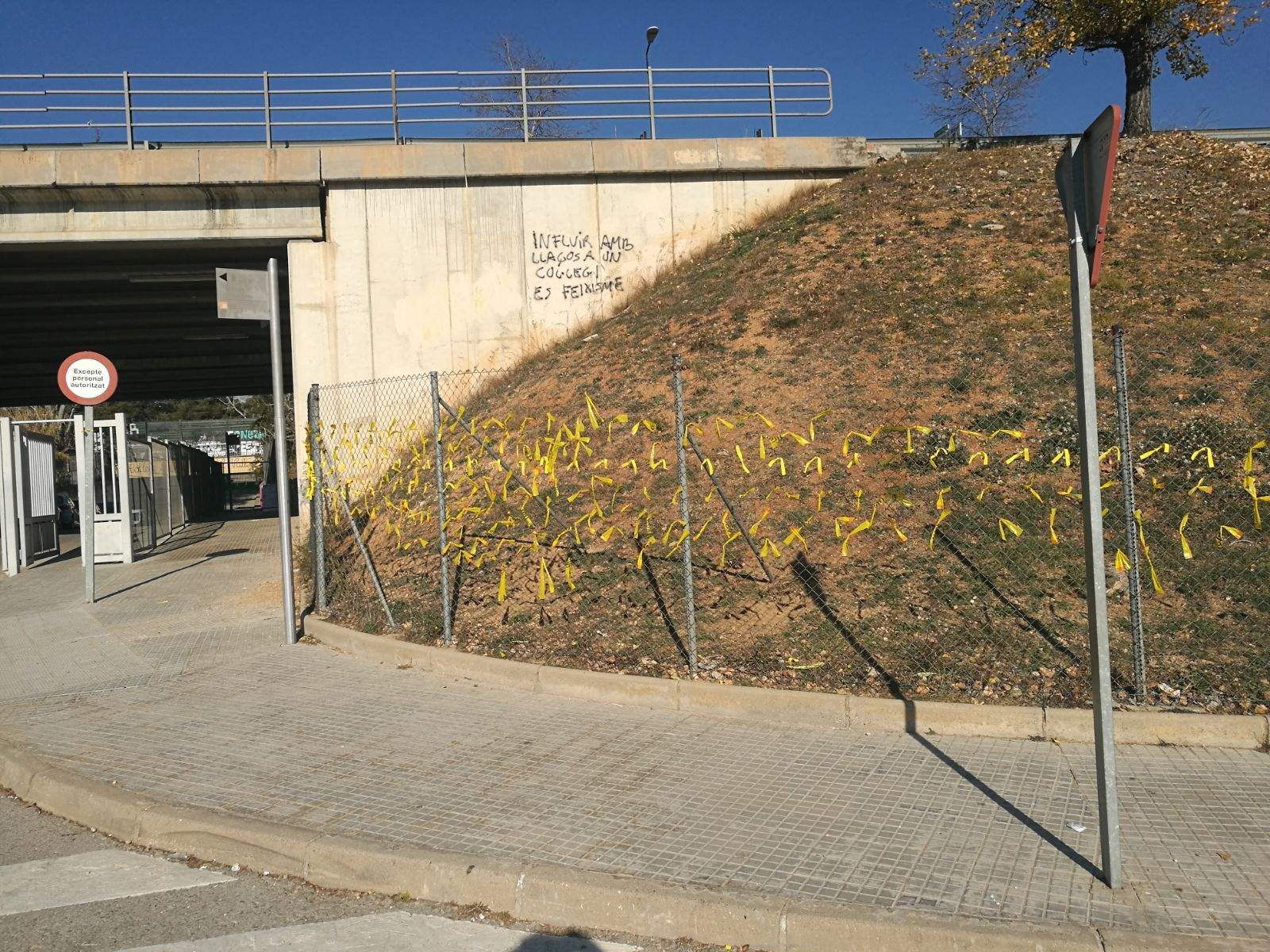 Els llaços pengen a la tanca exterior del recinte  FOTO: Cedida