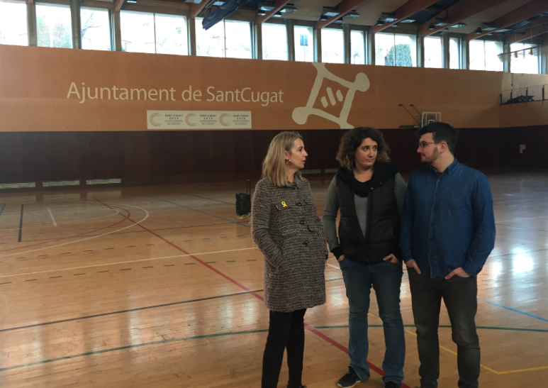 Mireia Ingla, Núria Gibert i Ramon Gutiérrez al pavelló 3 de la rambla del Celler