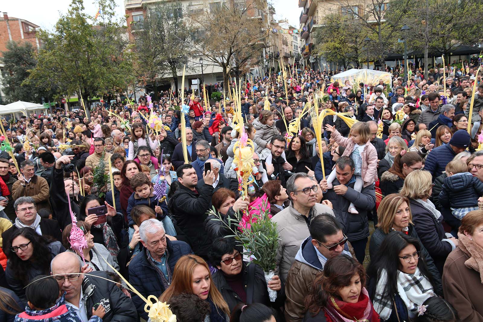 Benedicció de les palmes i els palmons a la Plaça Octavià. Foto: Lali Álvarez