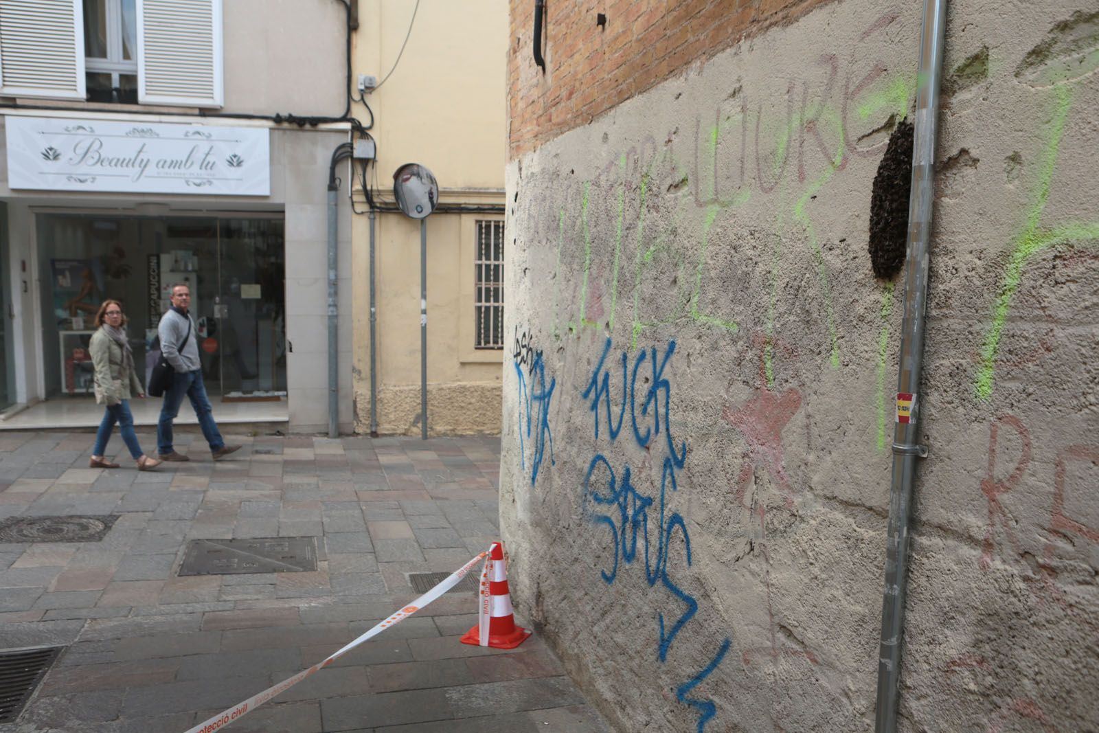 L'eixam d'abelles es troba al carrer de Sant Jordi cantonada amb Sant Antoni. FOTO: Artur Ribera