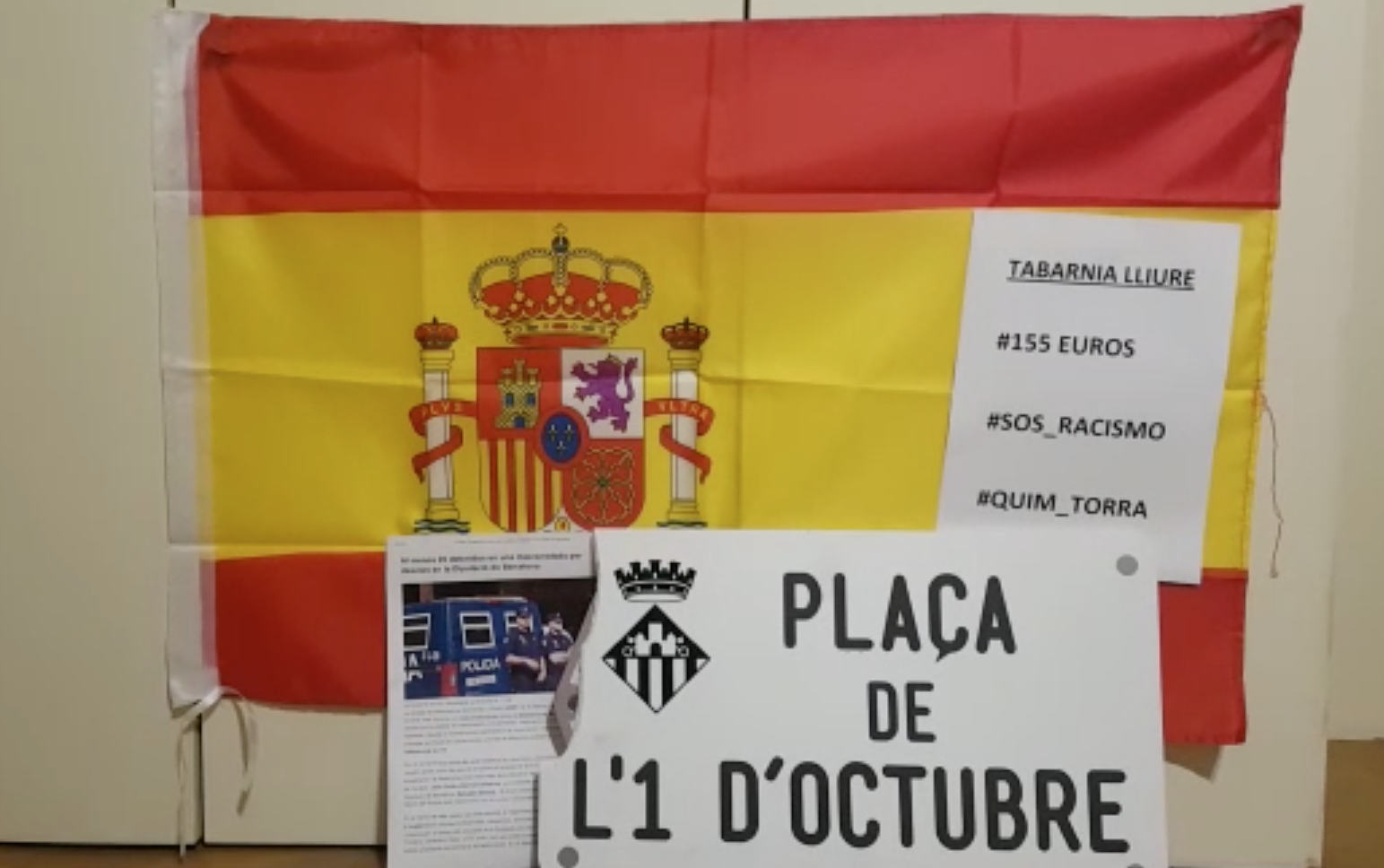 Imatge que han difòs des del grup que va emportar-se la placa de Sant Cugat FOTO: Cedida