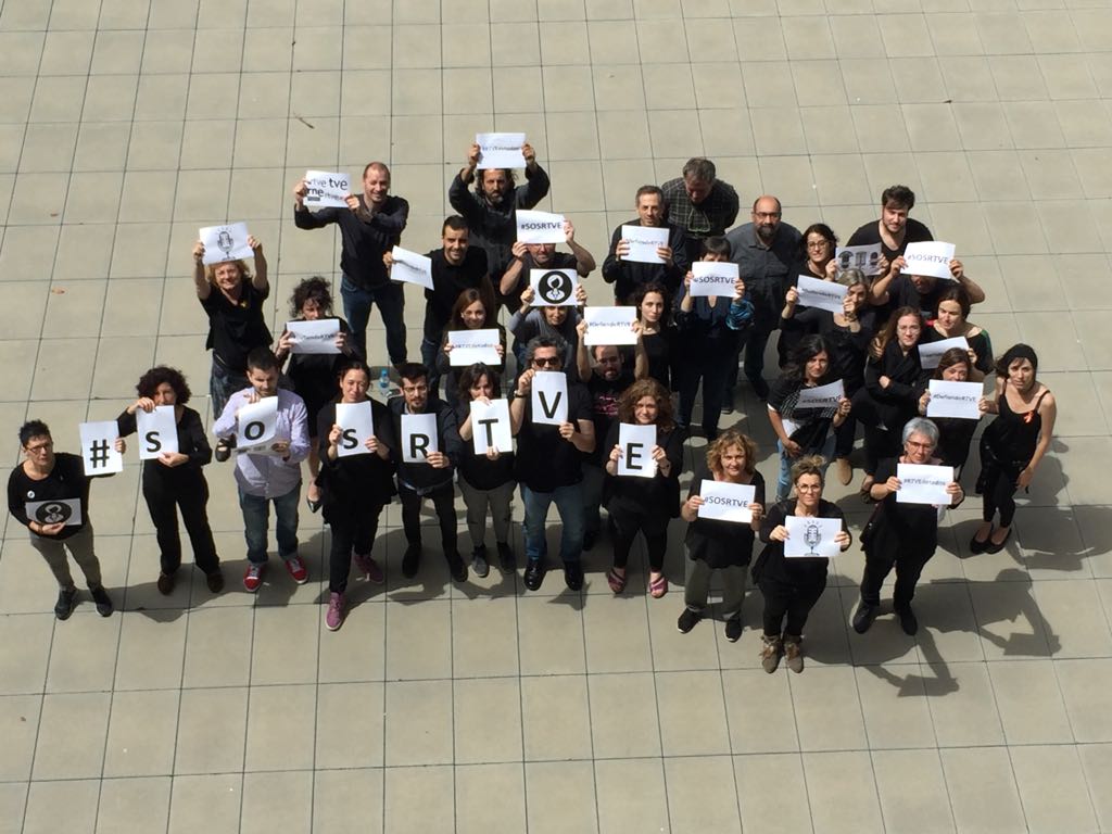 Treballadors de Sant Cugat, contra la manipulació a RTVE FOTO: CCOO TVE-CATALUNYA