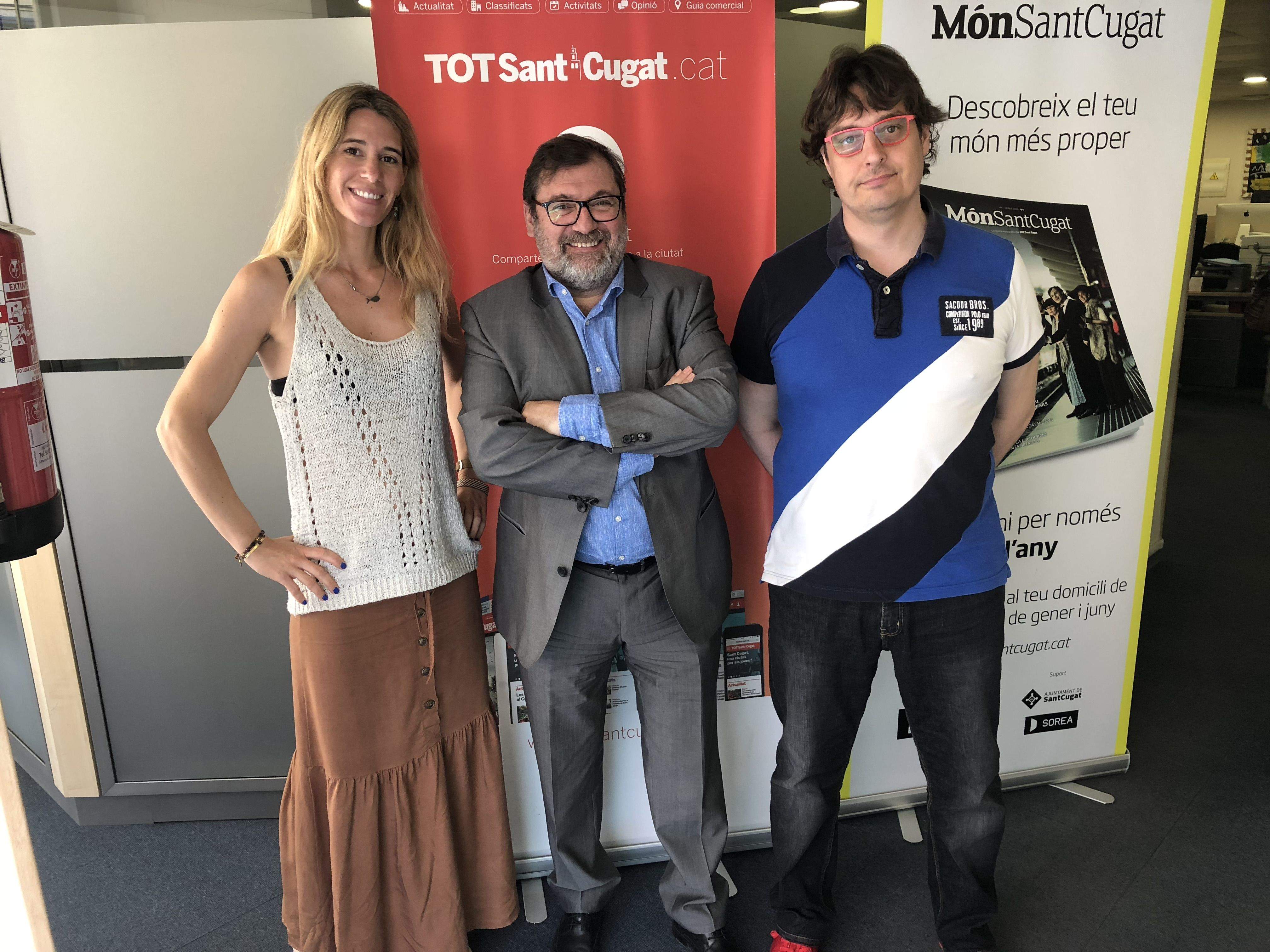 Laura Grau, Joan Salabert i Àlex López, en l'acte de signatura del conveni. FOTO: TOT Sant Cugat