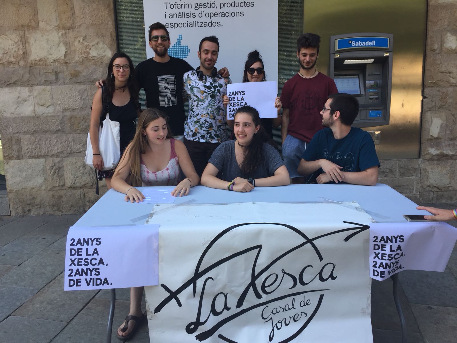 Roda de premsa del col·lectiu del Casal de Joves La Xesca. FOTO: Ferran Mitjà