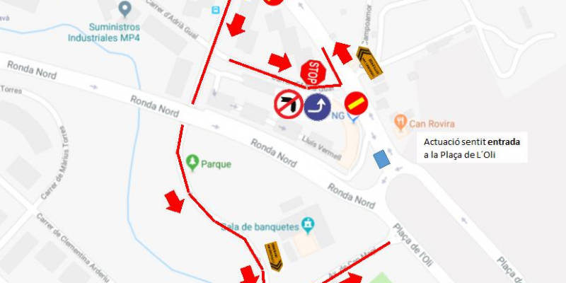 Modificació del trànsit en la zona d ela Plaça de l'Oli