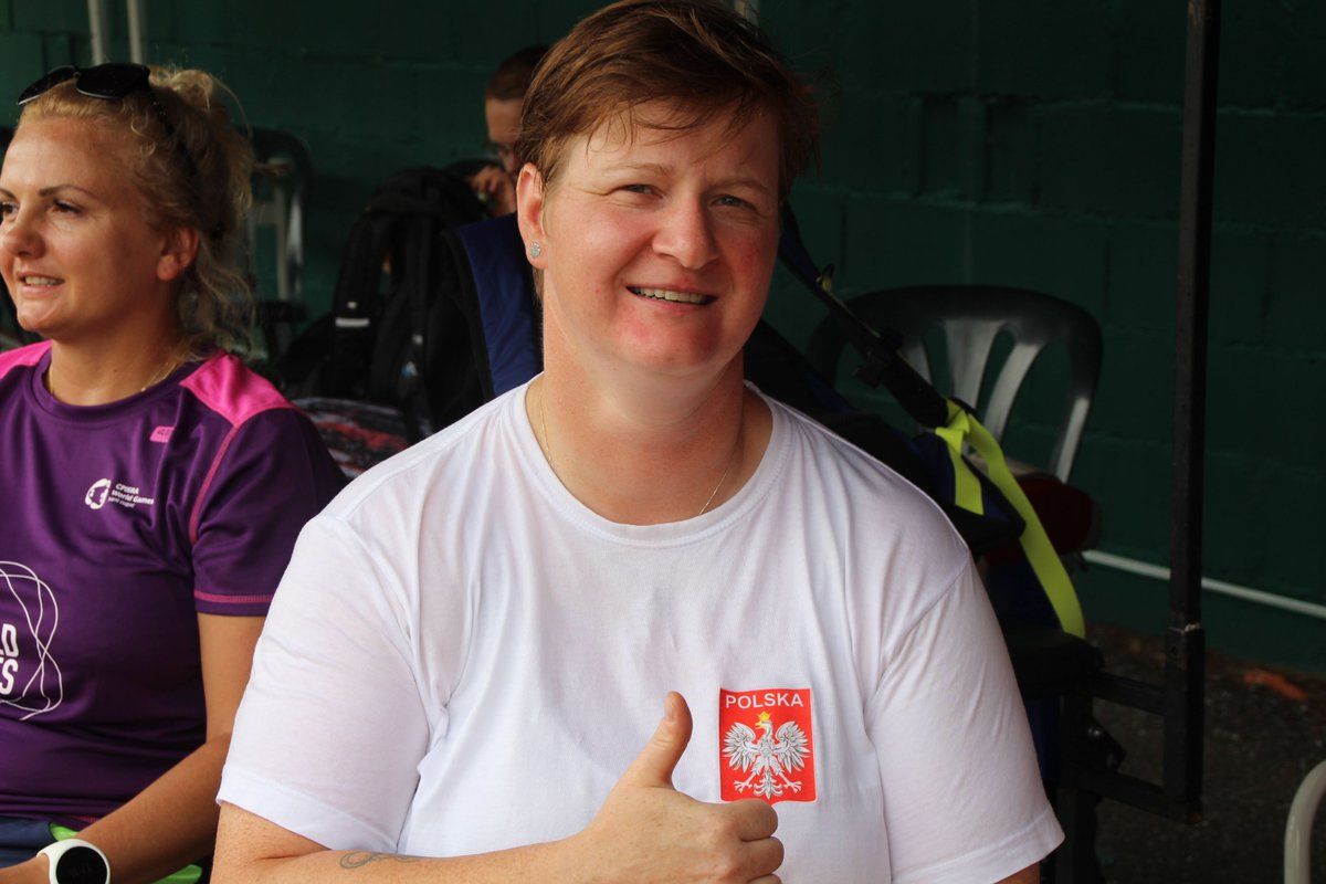 Lucyna Kornoboys celebra la seva marca. FOTO: CPISRA World Games