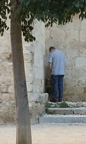Un home orinant al Reial Monestir de Sant Cugat FOTO: Cedida
