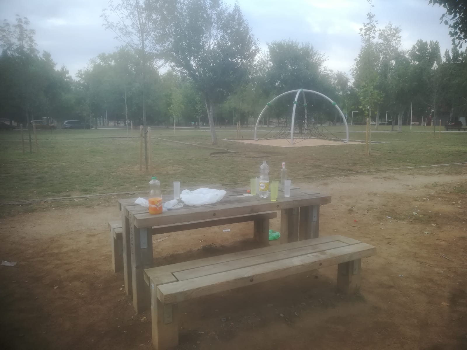 Així queda, segons els veïns, constantment el parc de la Pollancreda. FOTO: cedia