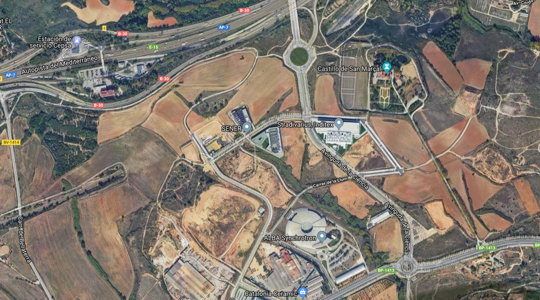 Imatge de satèl·lit del Centre Direccional del Parc d'Alba de Cerdanyola FOTO: Google Maps