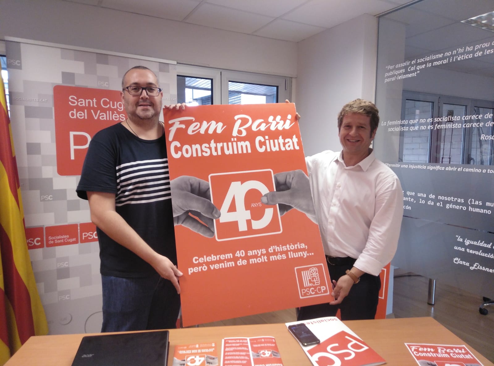 Pere Soler i José Gallardo presenten la campanya de celebració dels 40 anys del PSC. FOTO: TOT Sant Cugat