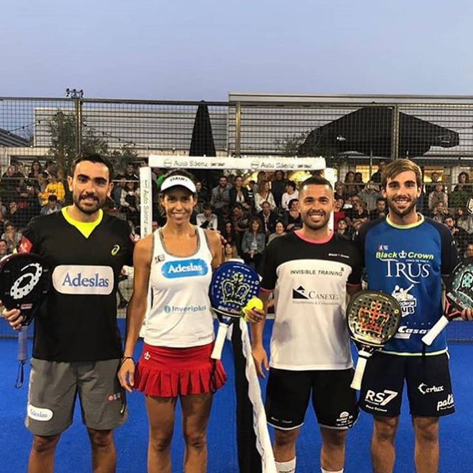 Marta Marrero, Pablo Lima, Juan Luis Blanco i Aitor Garcia, palistes d'elit presents en la presentació. FOTO: Augusta Pàdel by Marta Marrero