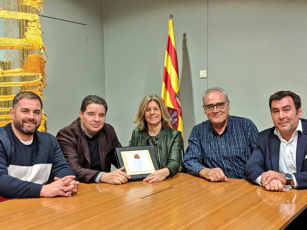 Eloi Rovira, Albert Salarich, Carmela Fortuny, Miquel Martínez i Mauri Benito, en l'acte de reconeixement. FOTO: Twitter Ajuntament de Sant Cugat