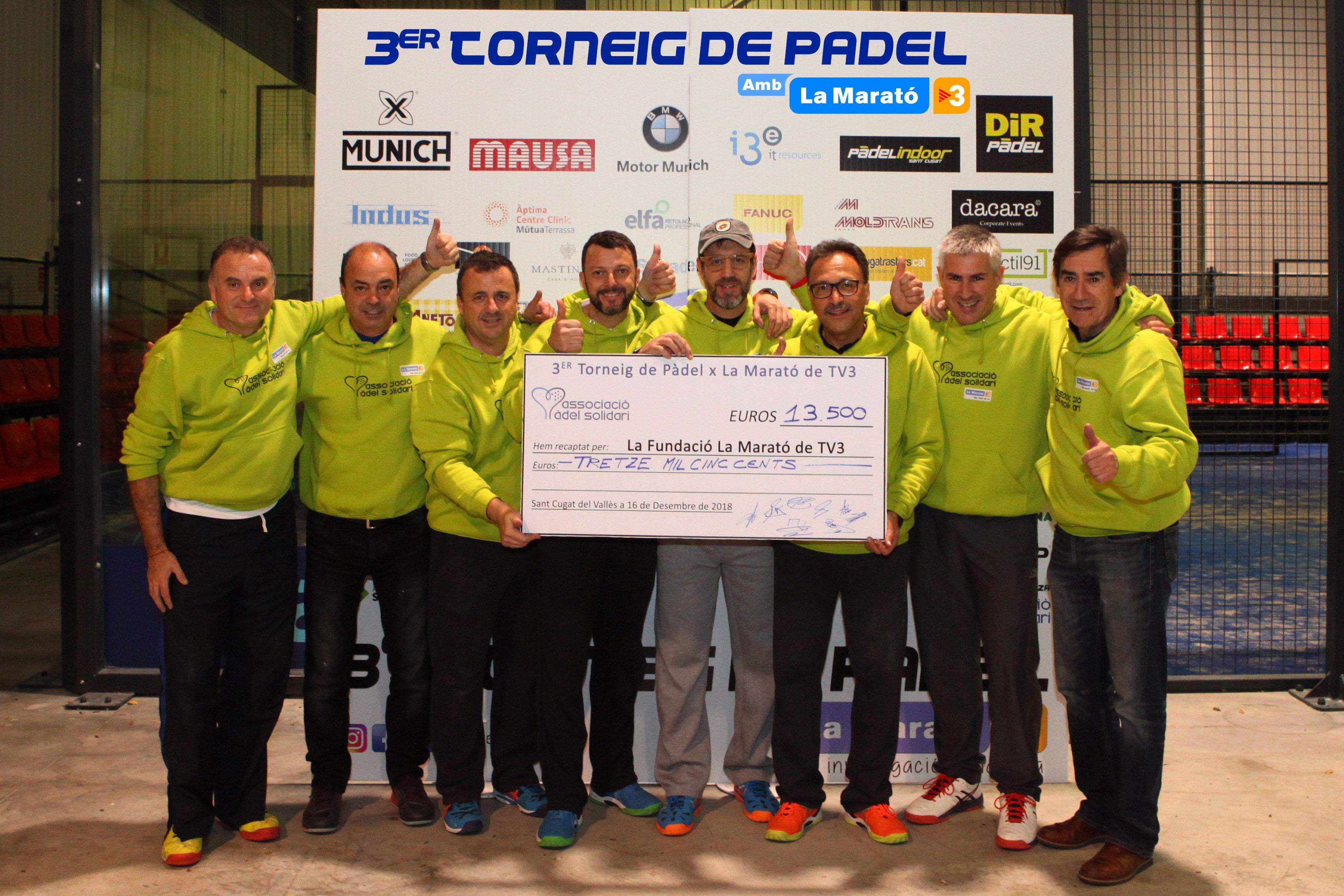 El 3r Torneig de Pàdel per La Maratóde TV3 ha recaptat 13.500 euros. FOTO: Associació de Pàdel Solidari